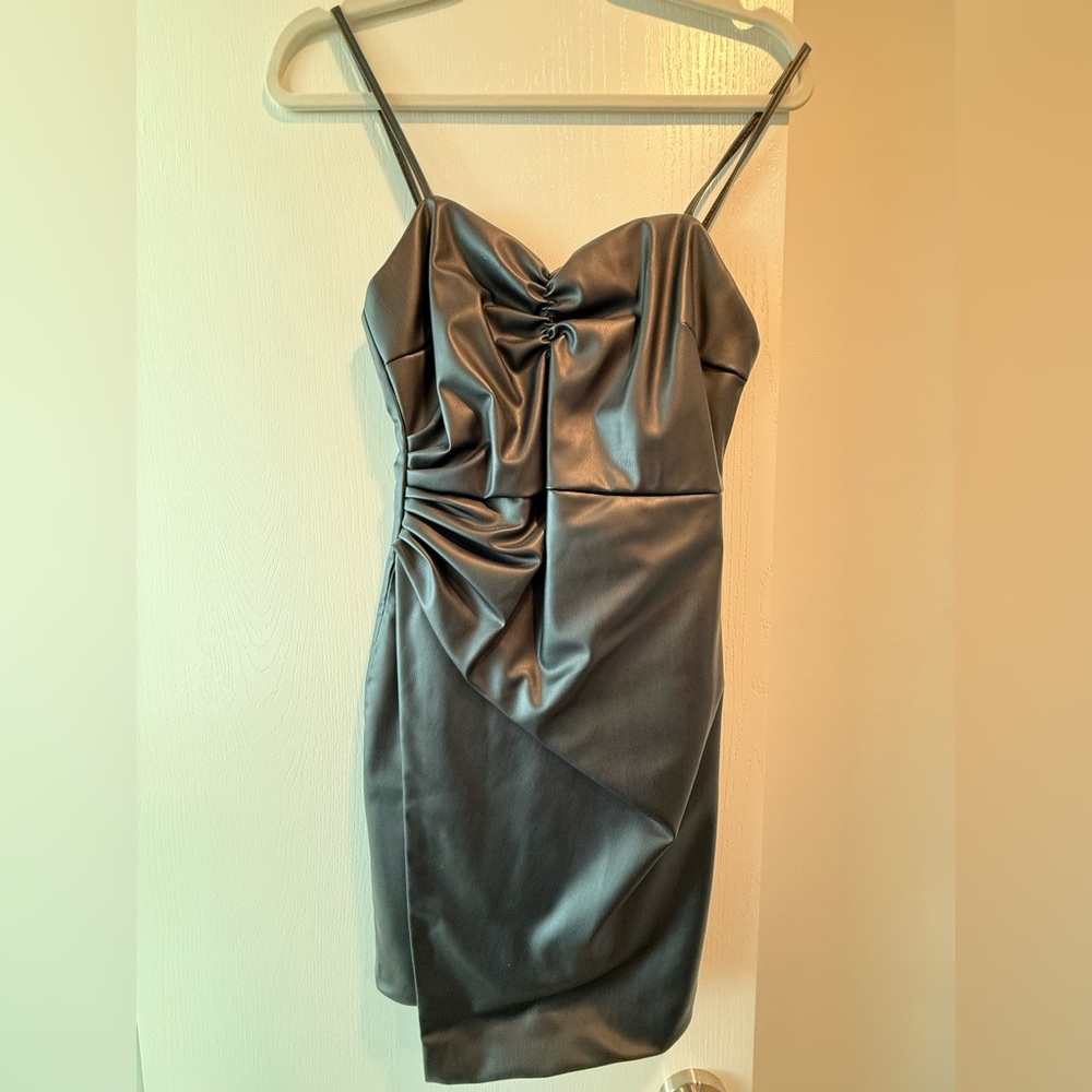 ZARA faux leather mini dress black S NWT